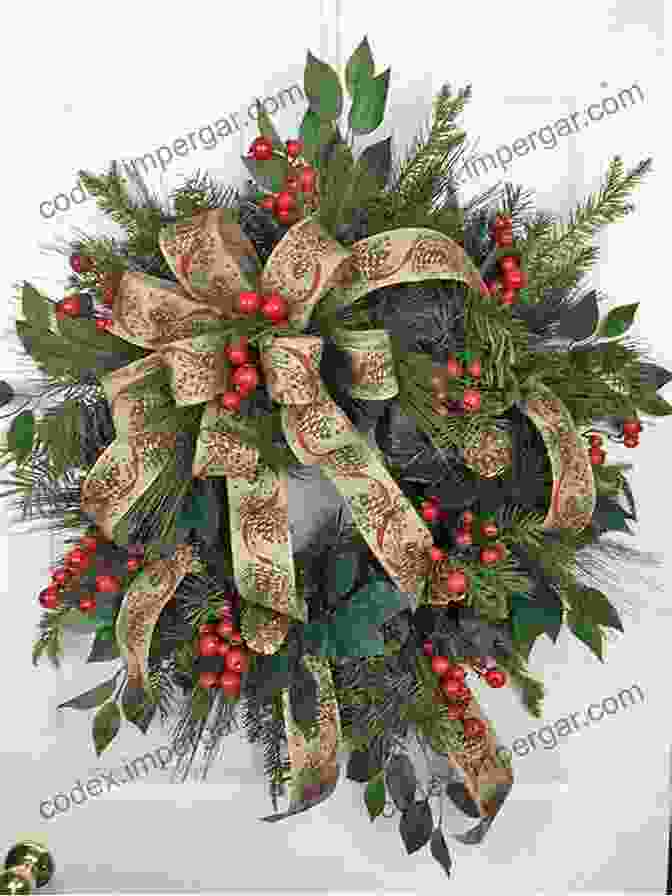 A Close Up Of A Block Print Featuring An Intricate Depiction Of A Traditional Christmas Wreath Adorned With Festive Ornaments. Christmas Greetings: Block Prints By Roger Buck